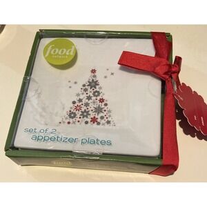 Set of 2 Holiday Tree by Food Network Linzer Square Appetizer Plates 5-7/8" NEW